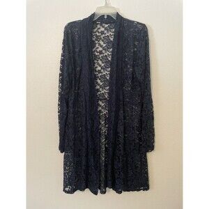 Lacey Womens Sheer Kimono Cardigan XJF MC XXXXL Feminine Navy Blue